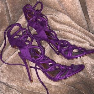 Miss Lola never worn lace up purple heels